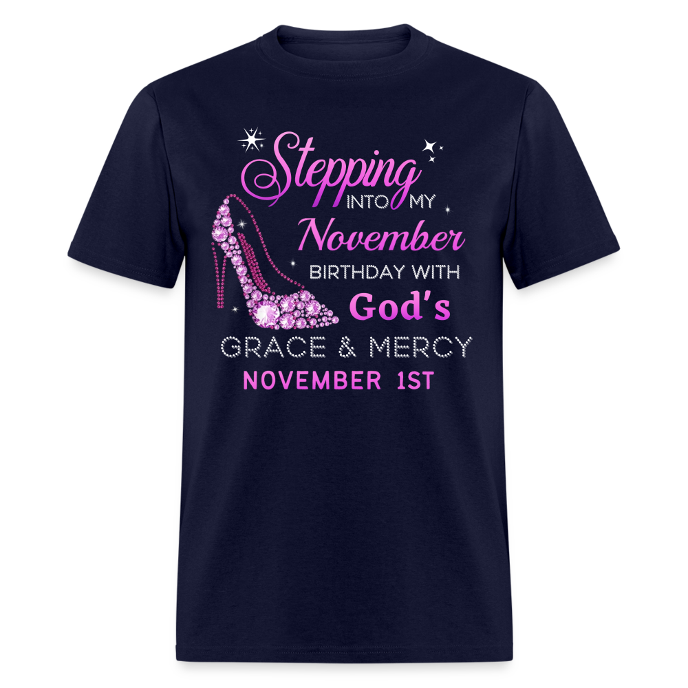 NOVEMBER 1ST BIRTHDAY UNISEX SHIRT - navy