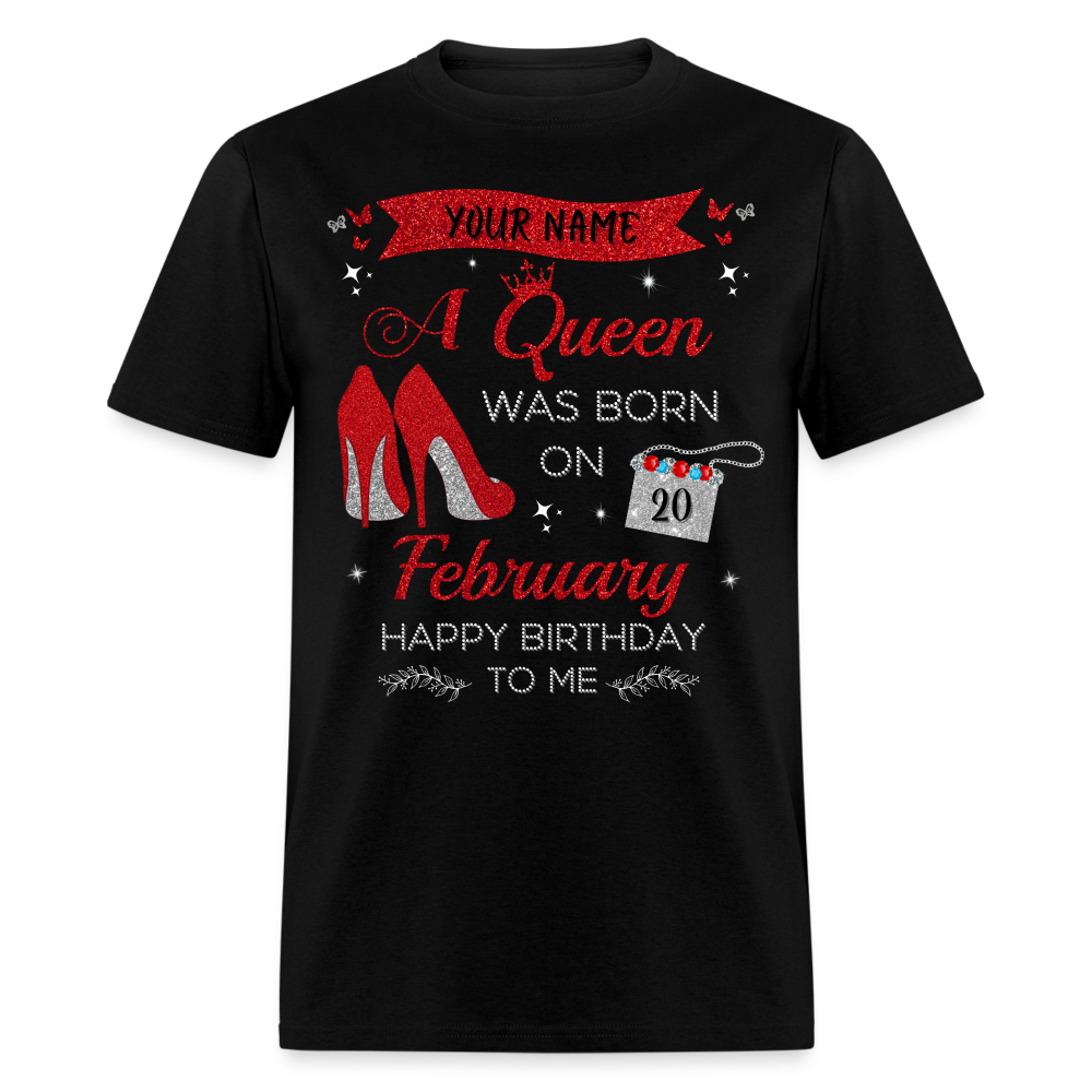 PERSONALIZABLE FEBRUARY BIRTHDAY UNISEX T-SHIRT - black