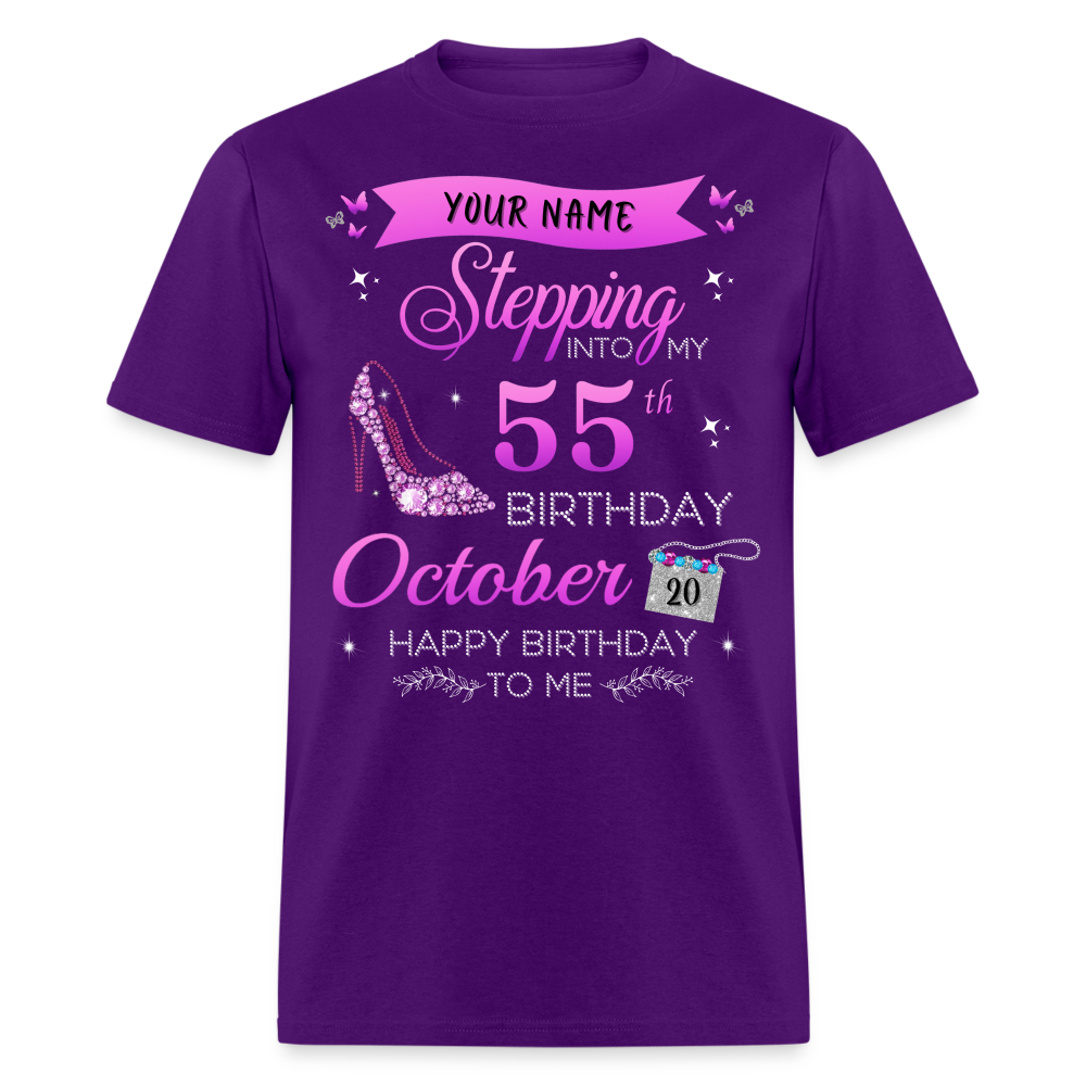 PERSONALIZABLE STEPPING BIRTHDAY UNISEX SHIRT - purple