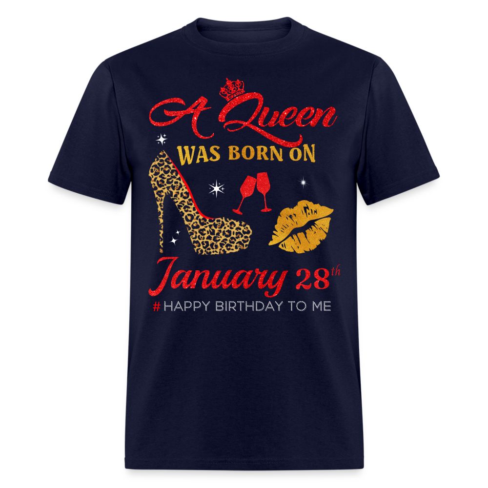 BIRTHDAY QUEEN JANUARY 28TH SHIRT - navy