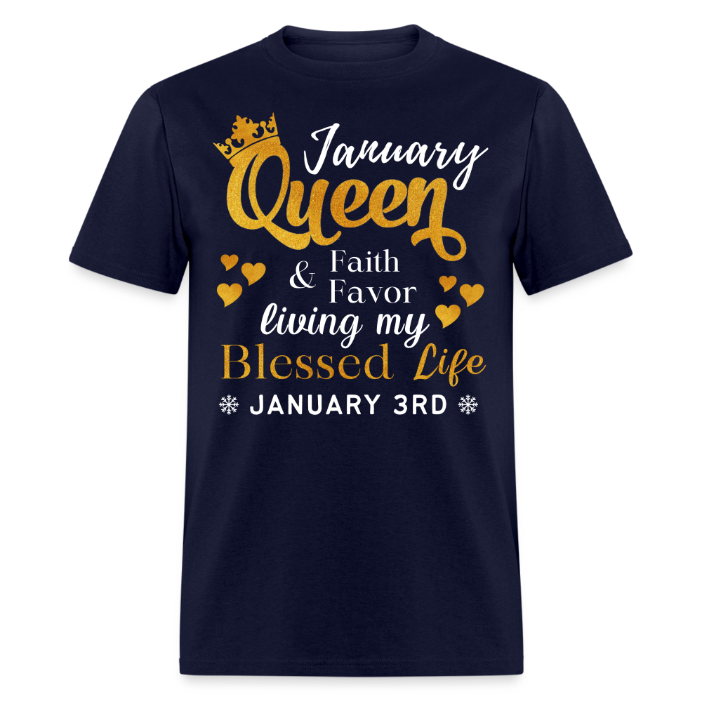 3RD JANUARY QUEEN FAITH & FAVOR SHIRT - navy