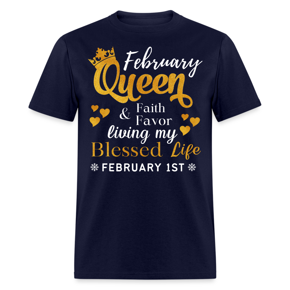 1ST FEBRUARY QUEEN FAITH & FAVOR SHIRT - navy