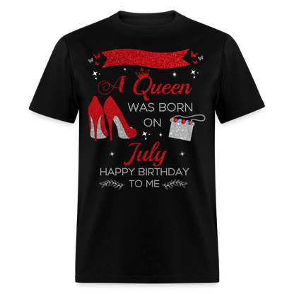 PERSONALIZABLE JULY BIRTHDAY UNISEX T-SHIRT - black