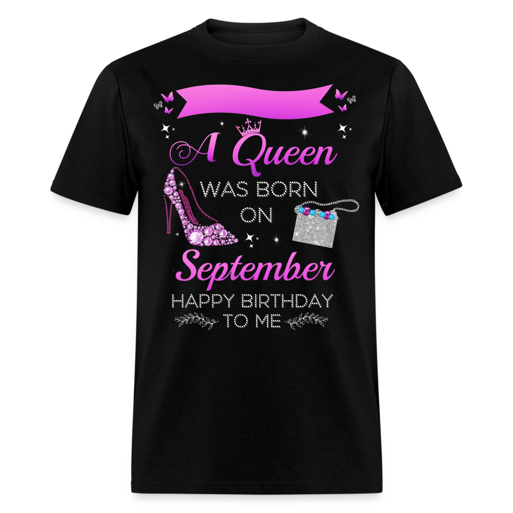 PERSONALIZABLE SEPTEMBER BIRTHDAY UNISEX SHIRT - black