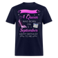 PERSONALIZABLE SEPTEMBER BIRTHDAY UNISEX SHIRT - navy
