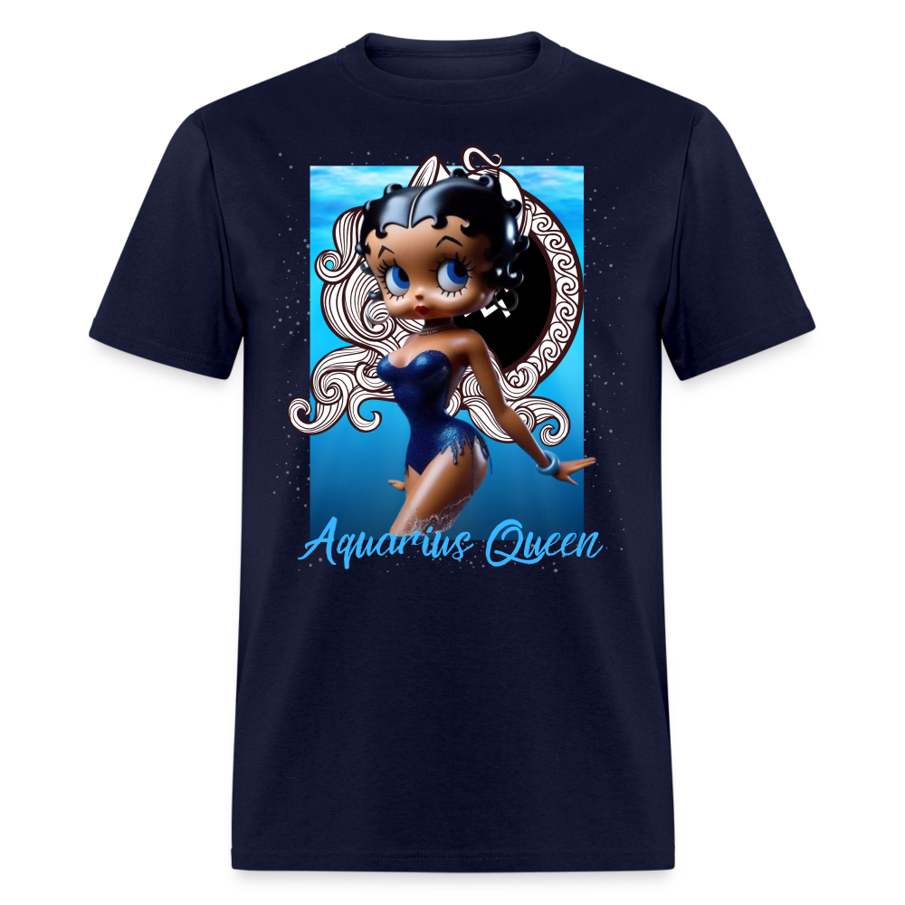 AQUARIUS QUEEN SUNSIGN UNISEX SHIRT - navy