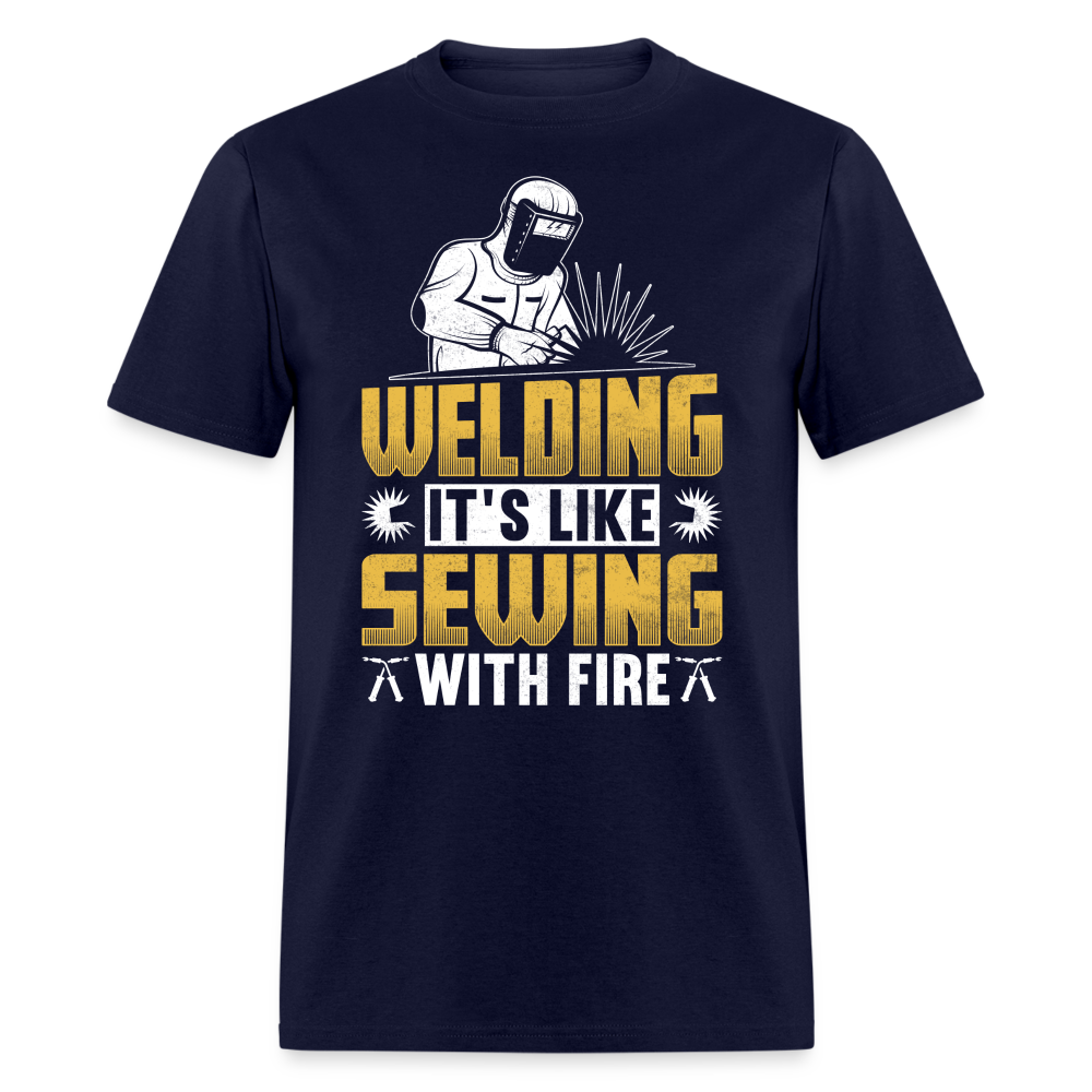 WELDING IT'S LIKE SEWING WITH FIRE SHIRT - navy