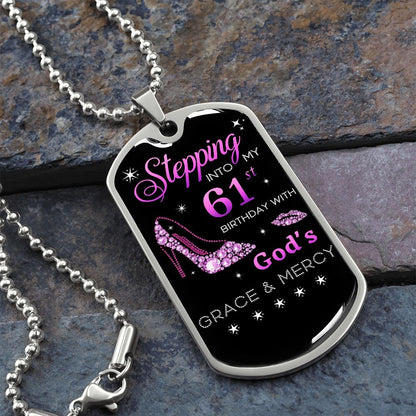 STEPPING INTO 61ST BIRTHDAY NECKLACE