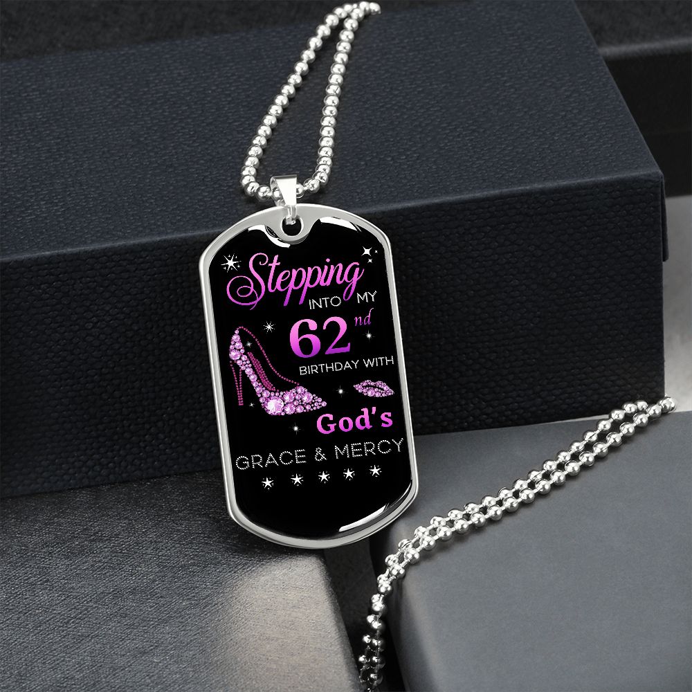 STEPPING INTO 62ND BIRTHDAY NECKLACE