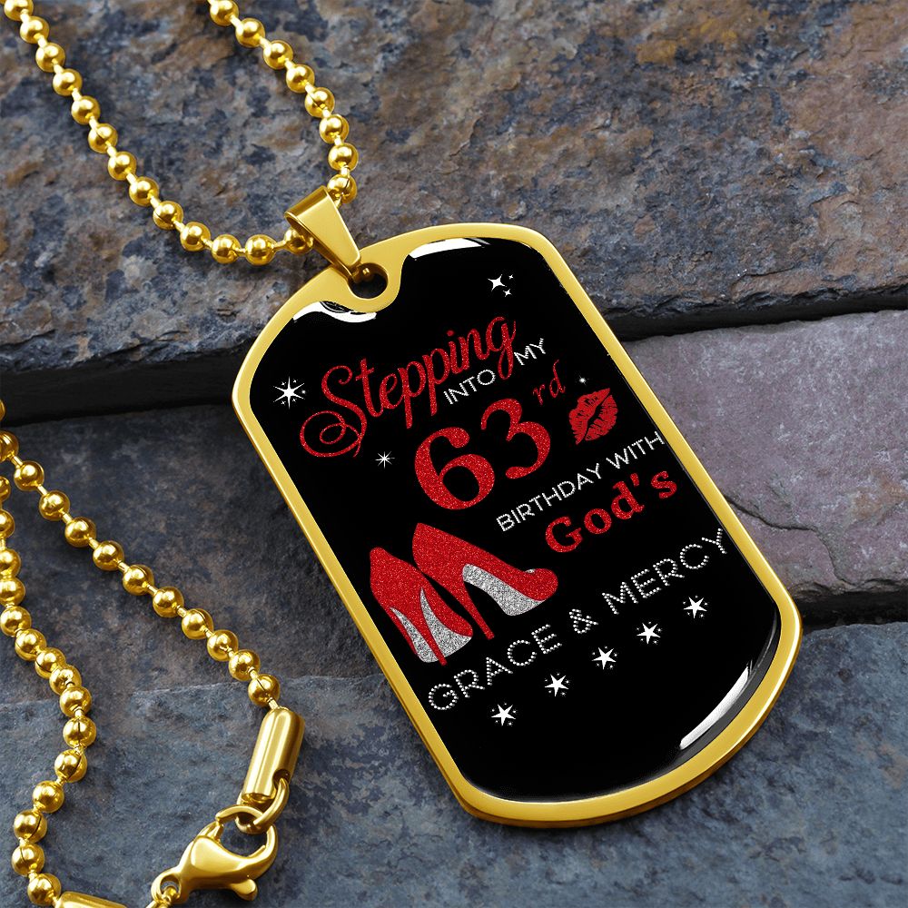 STEPPING INTO 63RD BIRTHDAY NECKLACE