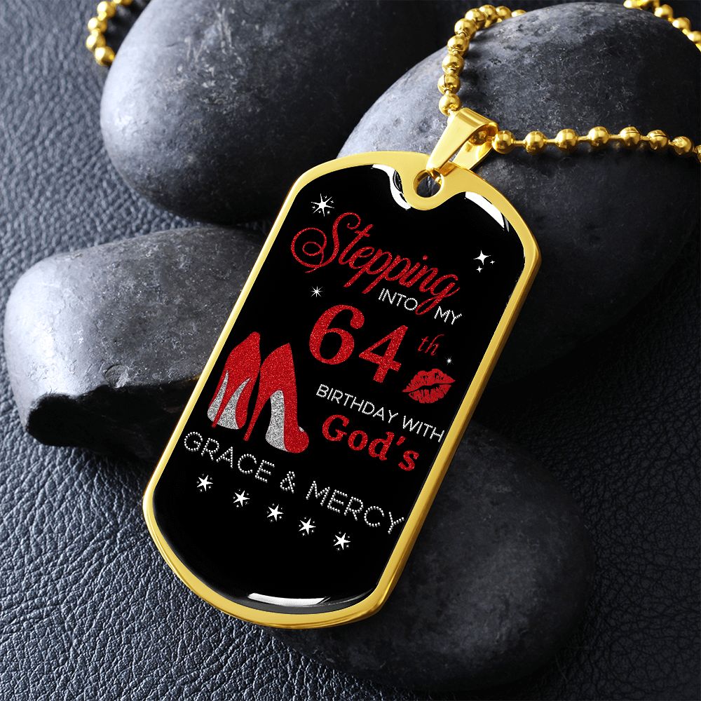 STEPPING INTO 64TH BIRTHDAY NECKLACE