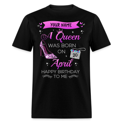 PERSONALIZABLE APRIL BIRTHDAY UNISEX SHIRT - black