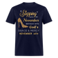 NOVEMBER 14TH GRACE AND MERCY UNISEX SHIRT - navy