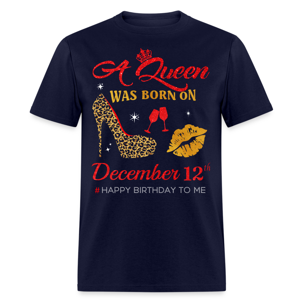 BIRTHDAY QUEEN DECEMBER 12TH SHIRT - navy