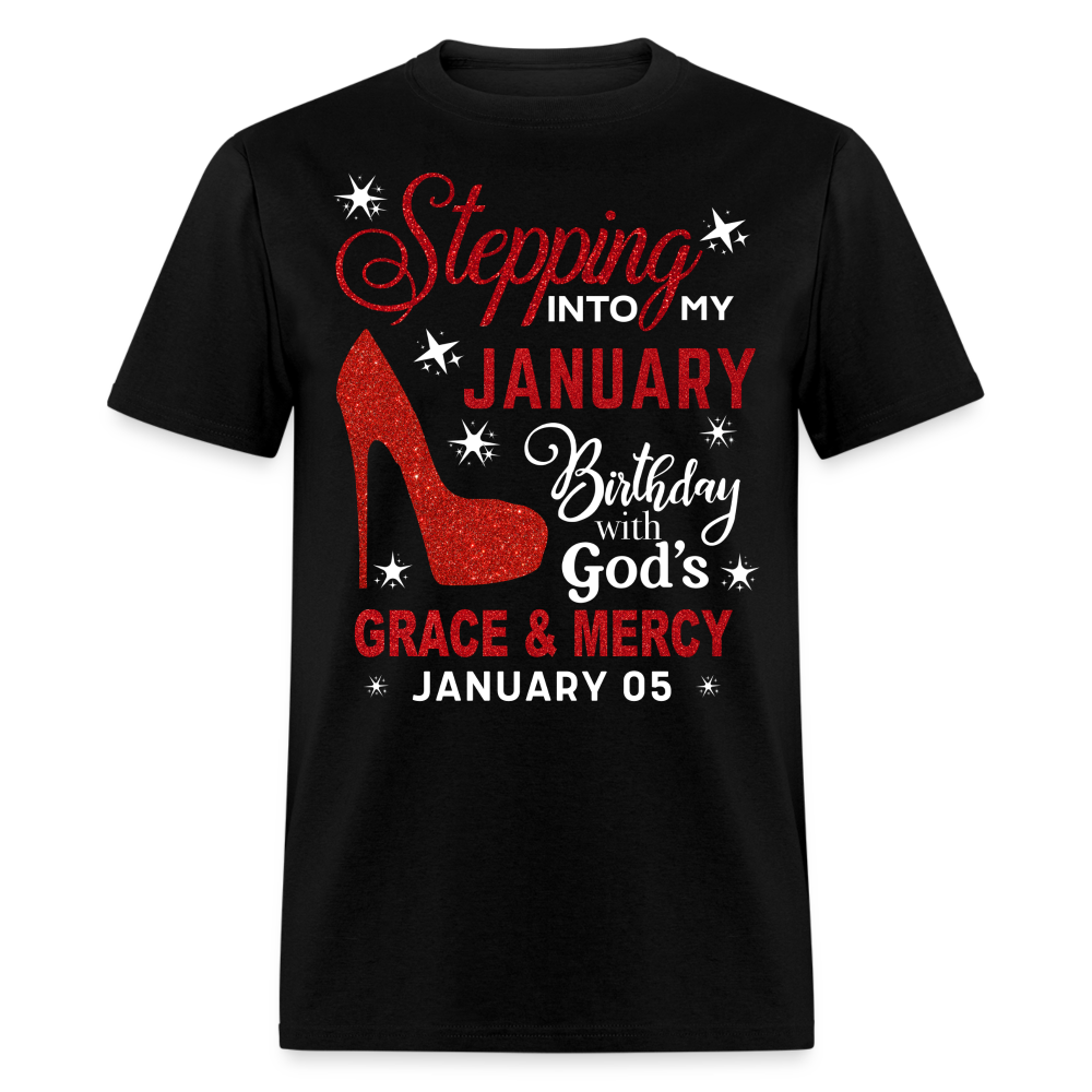JANUARY 5TH GRACE AND MERCY UNISEX SHIRT - black