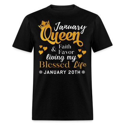 20TH JANUARY QUEEN FAITH & FAVOR SHIRT - black