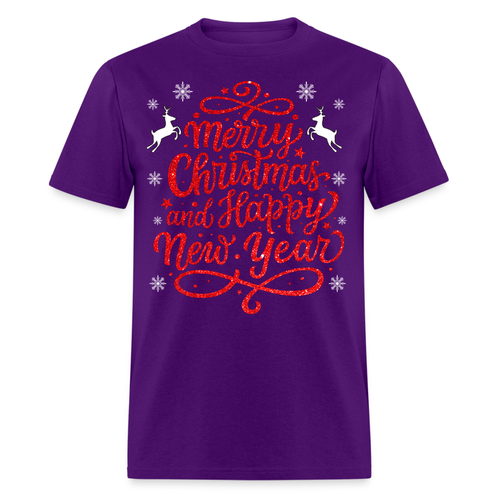 MERRY CHRISTMAS AND HAPPY NEW YEAR SHIRT - purple