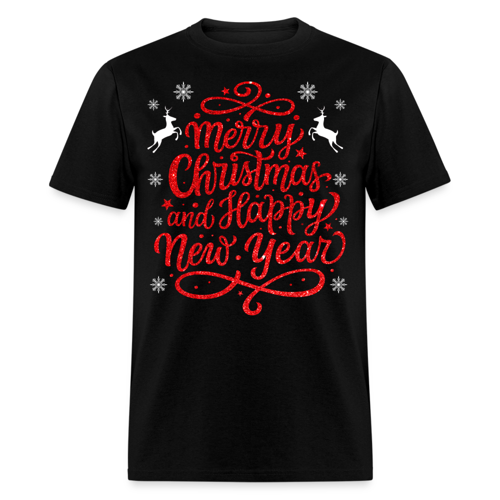 MERRY CHRISTMAS AND HAPPY NEW YEAR SHIRT - black